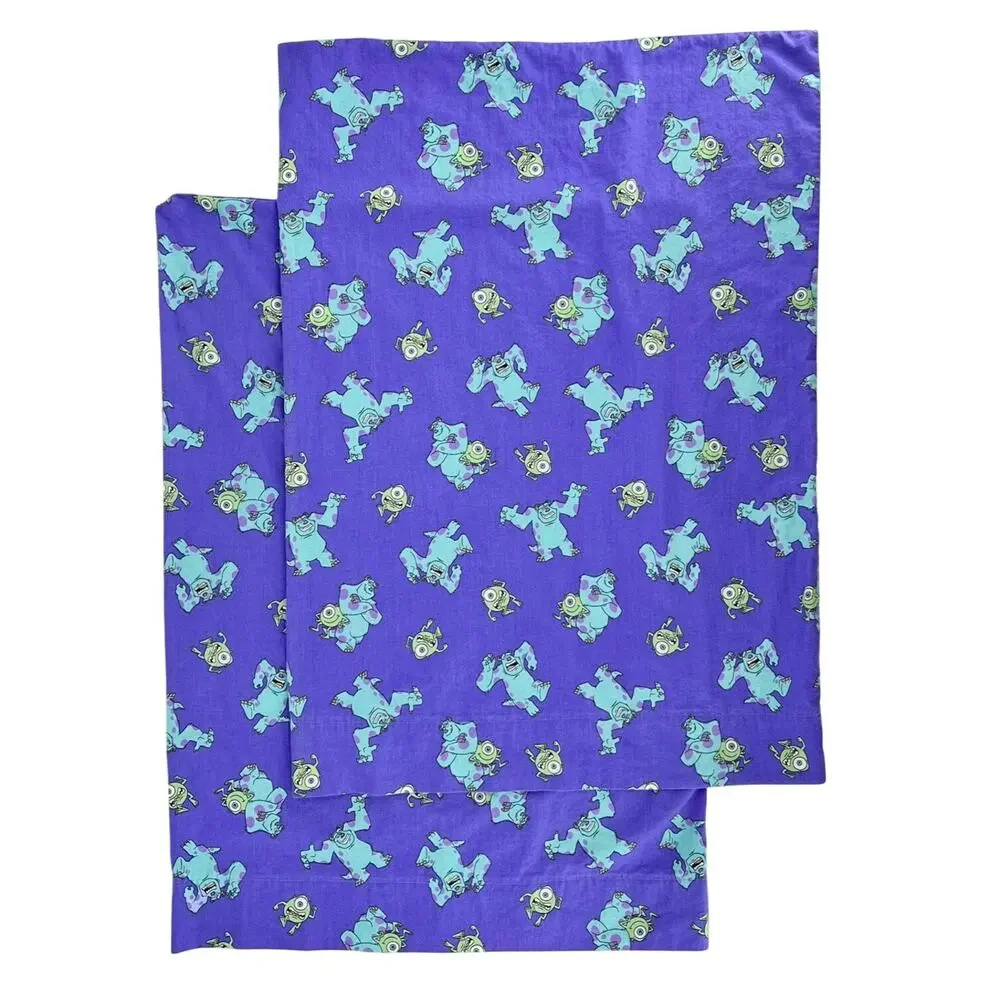 Y2K Disney Monsters Inc Pillowcases 2000s Vintage Set of 2